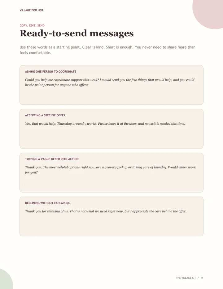 Ready-to-send support message scripts